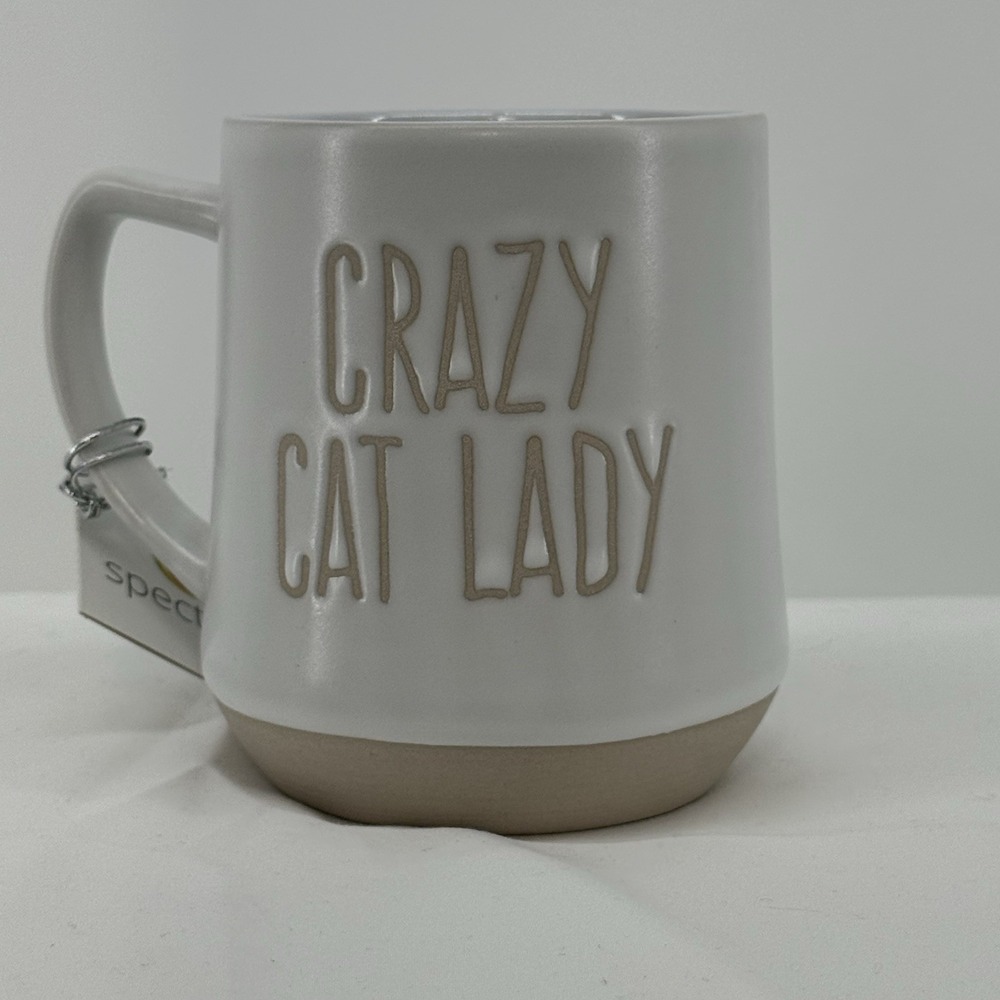 Crazy Cat Lady Oversized Glazed Cream & Tan Spectrum 2017 Coffee Mug Cup 16 oz